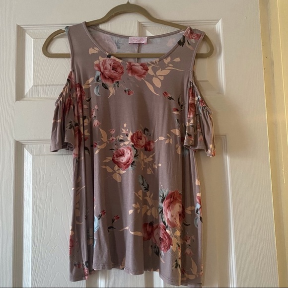 Pink Lily Cold Shoulder Floral Top - Picture 6 of 8